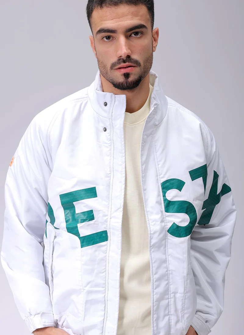The Indian Garage Co Men Slim Fit Graphic Puffer Jackets