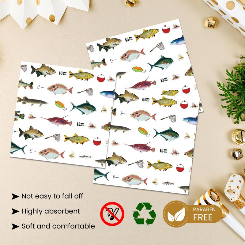 KFJBPB 40 Pcs Fishing Plates and Napkins Party Supplies, Fishing Birthday Paper Plates and Napkins Disposable Tableware Set for Ofishally One Birthday Decorations Serves 20 - Image 4