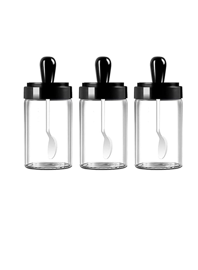 Glass airtight glass jars spoon cover integrated- set of 1, sweet jar storage containers, preserving kitchen jars, condiment bottles for tea, coffee, sweets, seasoning
