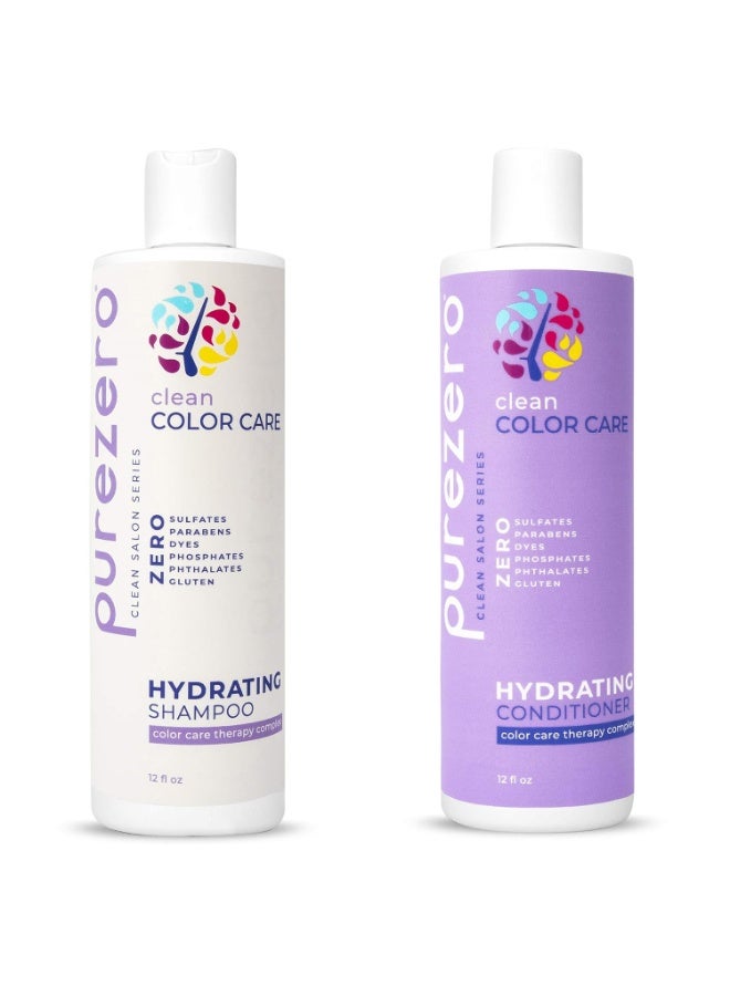 Purezero Clean Color Care Hydrating Shampoo & Conditioner Set - Toning, Balance for Color Treated Hair - Hydrate Dry Hair - Zero Sulfates, Parabens - Image 1