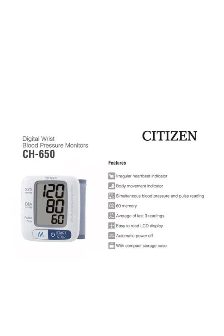 CITIZEN Digital Wrist Blood Pressure Monitor CH-650 - Image 2