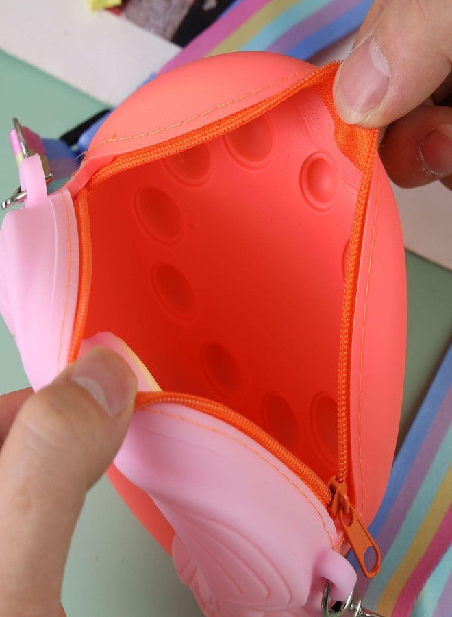 SYGA Children Angel Wings Pop It Sling Silicone Messenger Heart Design Bag Coin Bag Cartoon Handbag for Toddlers Kids (Orange) - Image 5