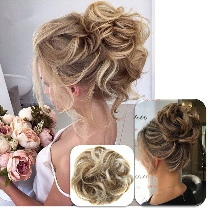 1Pcs Pony Tail Hair Extension Buns Hairpin Wig for Ladies Hairpiece Scrunchies Elastic Wave Curly Synthetic Hairpieces Wrap for Hairs Bun - Image 5