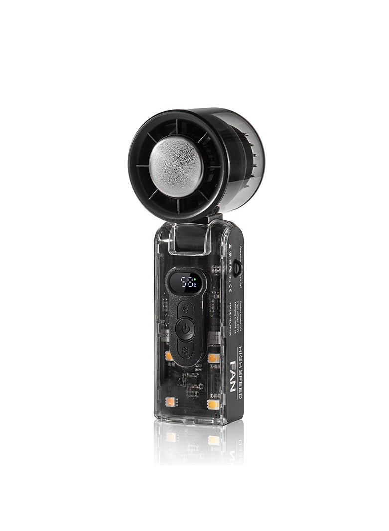 general Transparent High-Speed Handheld Cooling Fan - USB Rechargeable, 100 Gears with LED Light, Turbo Wind Outdoor Portable for Travel & Camping - Image 1