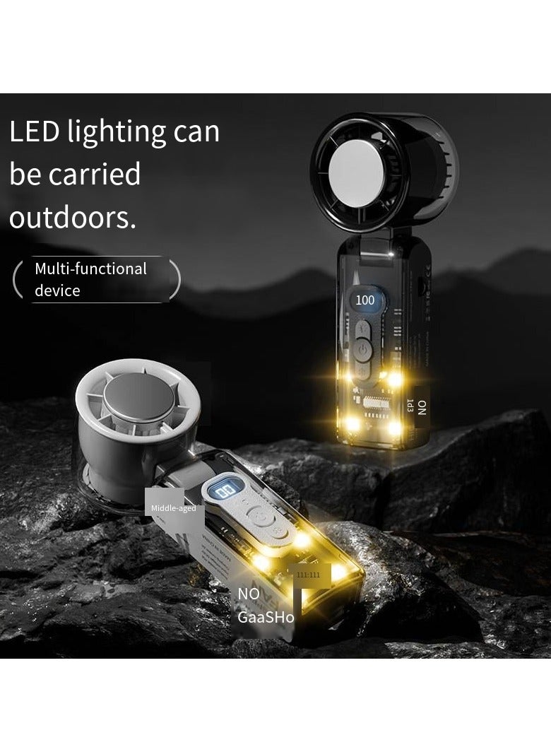 general Transparent High-Speed Handheld Cooling Fan - USB Rechargeable, 100 Gears with LED Light, Turbo Wind Outdoor Portable for Travel & Camping - Image 3