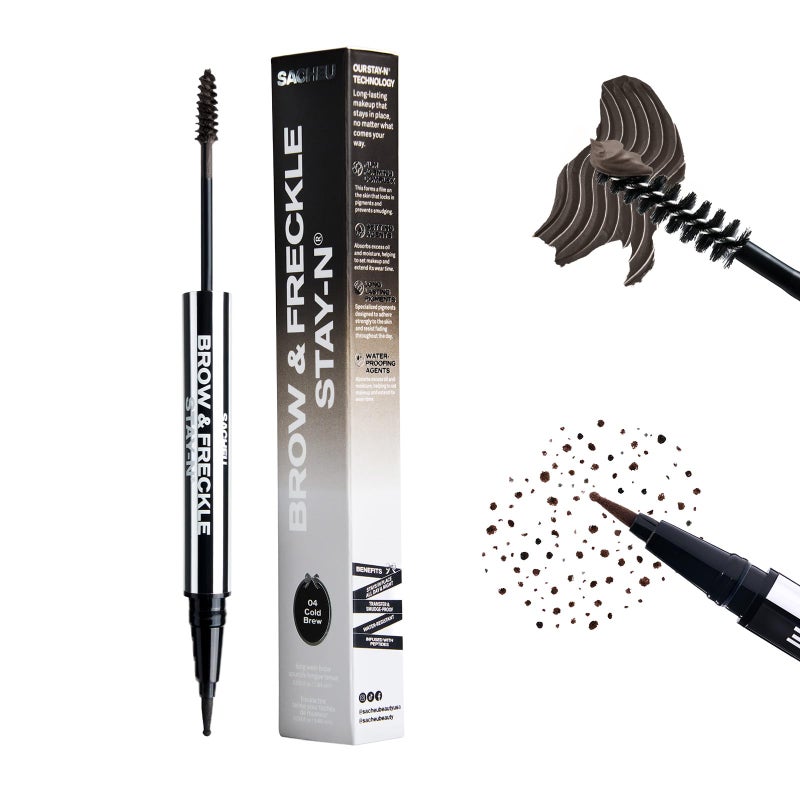 Sacheu Brow & Freckle STAY-N Tinted Eyebrow Gel & Faux Freckle Pen â€” 2-in-1 Longwear Water Resistant Brows Tint, Cruelty-Free & Vegan, Cold Brew - Image 1