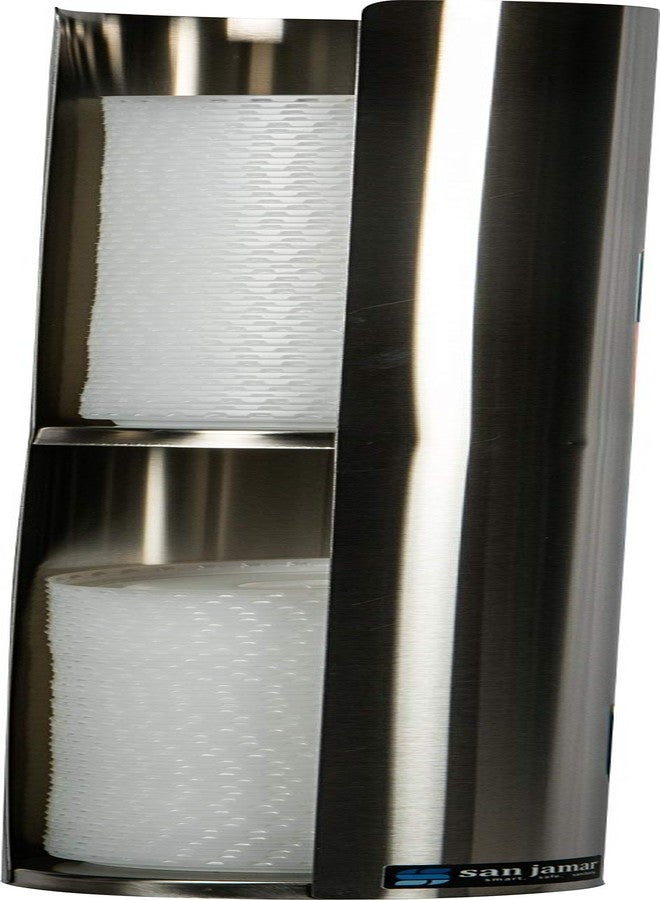 San Jamar Lid Dispenser Wall-Mounted, 12-24 Oz with Dual Lid Capacity for Restaurants, Dining Halls, and Fast Food, Stainless Steel, 23.5 Inches, Silver - Image 1