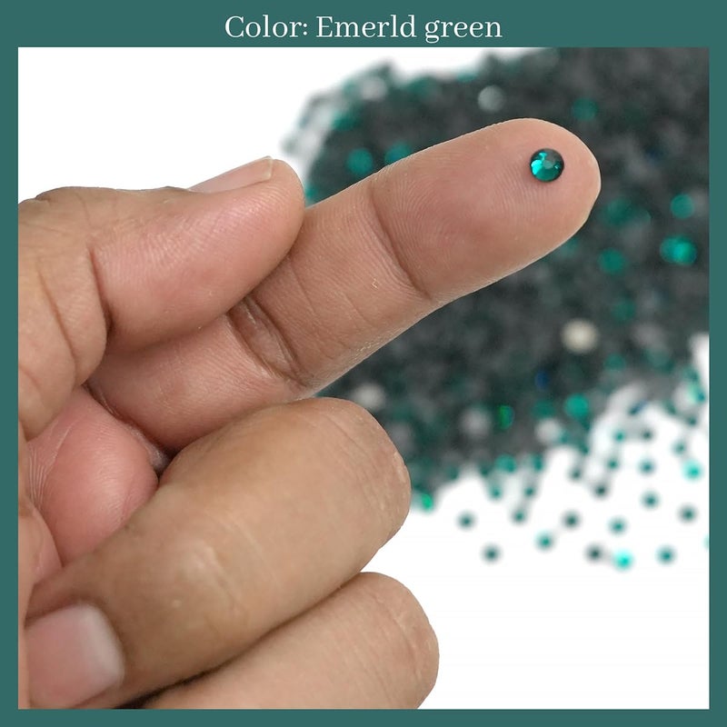 Embroiderymaterial Round Flatback Hotfix Glass Crystal Rhinestones for Fabric, Wedding Dress Embellishments, Craft, Shoes, Bags, Jewellery Making, DIY (4MM, 16SS, Emerald Green, 1440 Pieces) - Image 3
