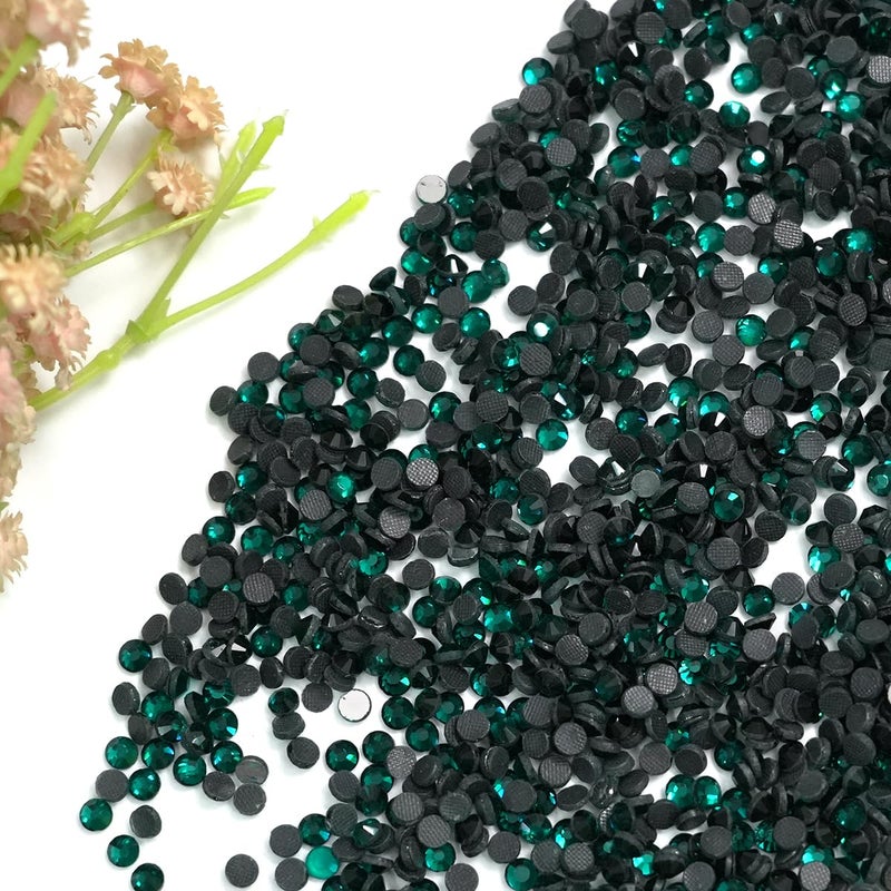 Embroiderymaterial Round Flatback Hotfix Glass Crystal Rhinestones for Fabric, Wedding Dress Embellishments, Craft, Shoes, Bags, Jewellery Making, DIY (4MM, 16SS, Emerald Green, 1440 Pieces) - Image 5
