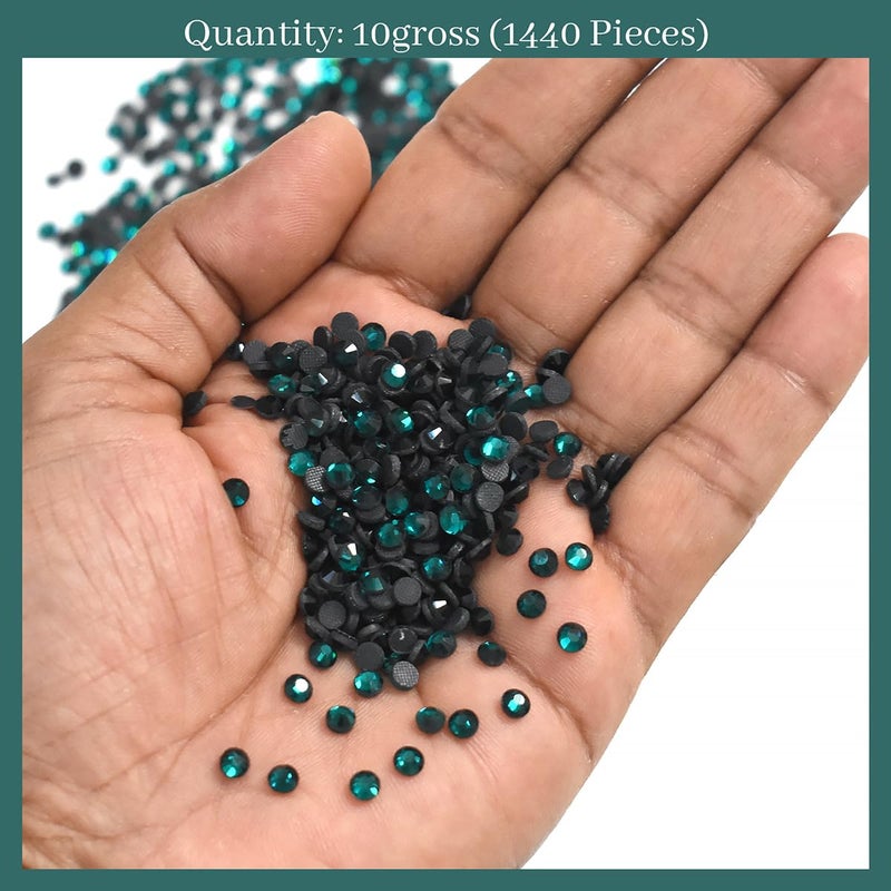Embroiderymaterial Round Flatback Hotfix Glass Crystal Rhinestones for Fabric, Wedding Dress Embellishments, Craft, Shoes, Bags, Jewellery Making, DIY (4MM, 16SS, Emerald Green, 1440 Pieces) - Image 4