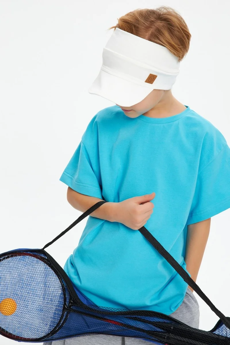 Babygiz White Men's UV Protected Foldable Open Top Soft Brim Cotton Combed Tennis Visor Hat