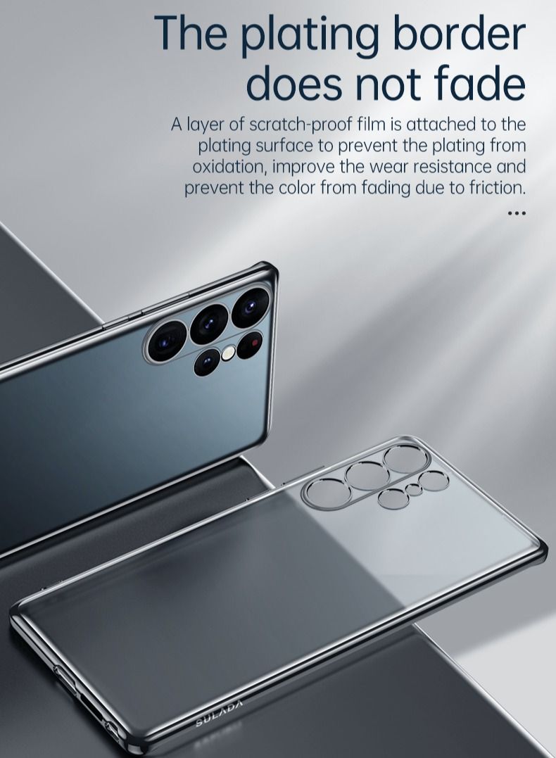 SULADA Suitable for Samsung Galaxy S23 Ultra Matte Plated Mobile Phone Shell S22 Ultra Translucent Protective Soft Cover Light Black - Image 2