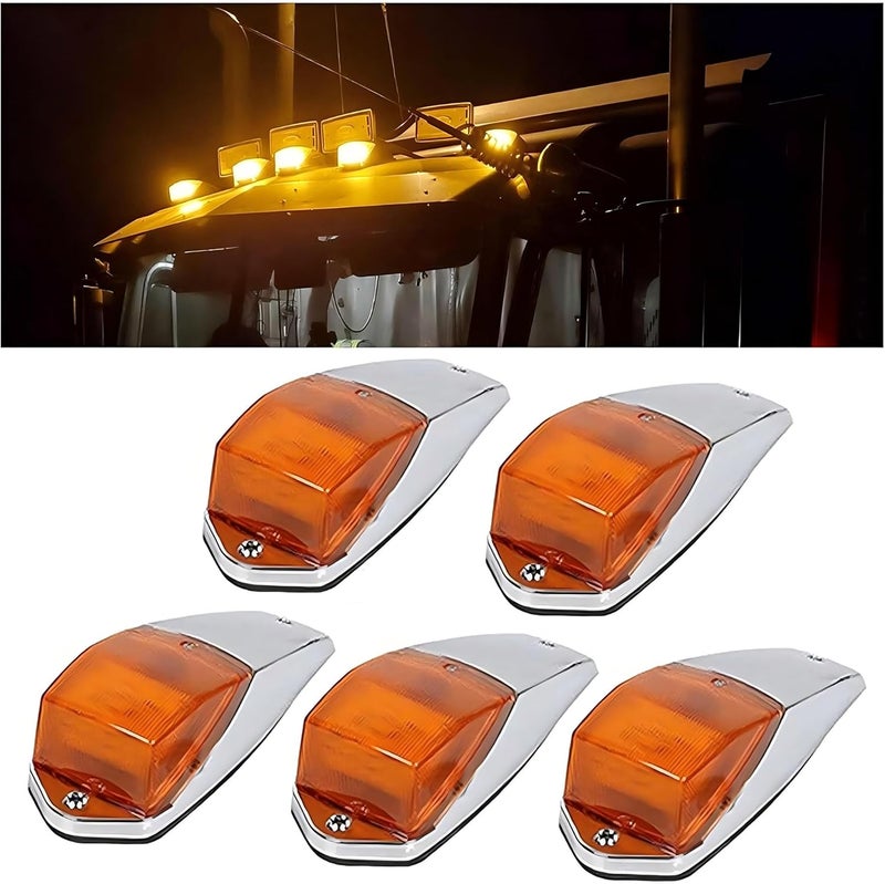 ECOTRIC 5pcs 31LED Amber Cab Marker Lights - Waterproof Top Roof Truck Running Lights - Image 1