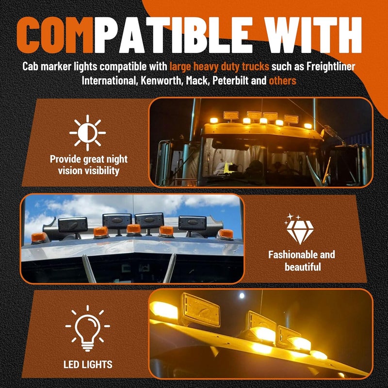 ECOTRIC 5pcs 31LED Amber Cab Marker Lights - Waterproof Top Roof Truck Running Lights - Image 4