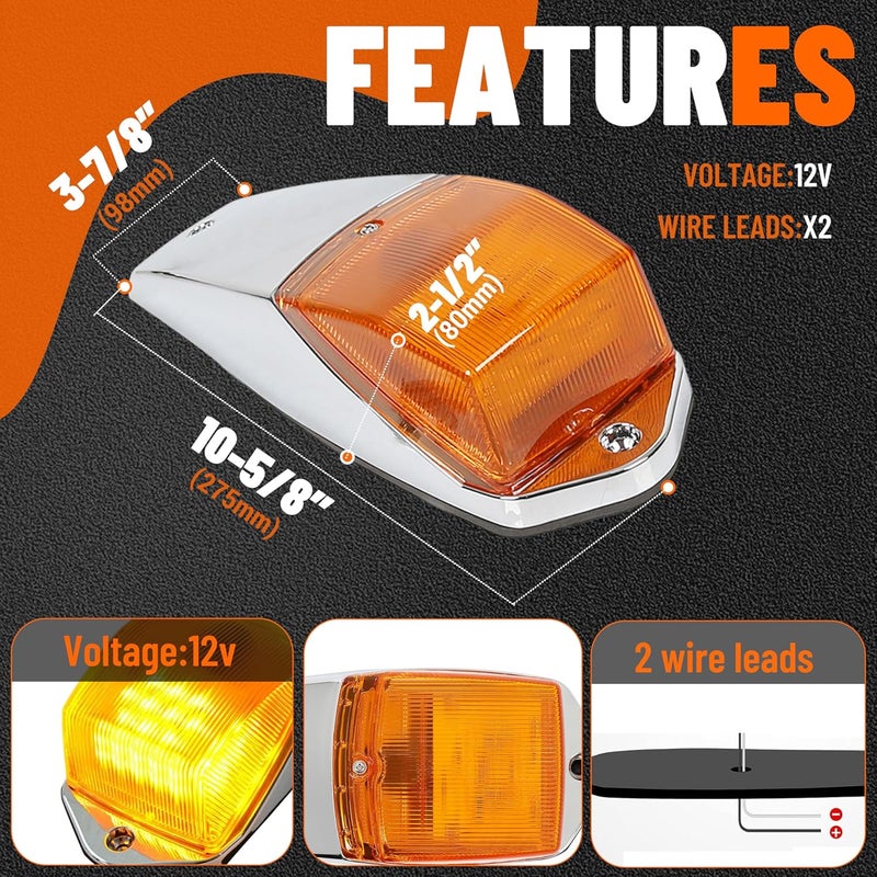 ECOTRIC 5pcs 31LED Amber Cab Marker Lights - Waterproof Top Roof Truck Running Lights - Image 2