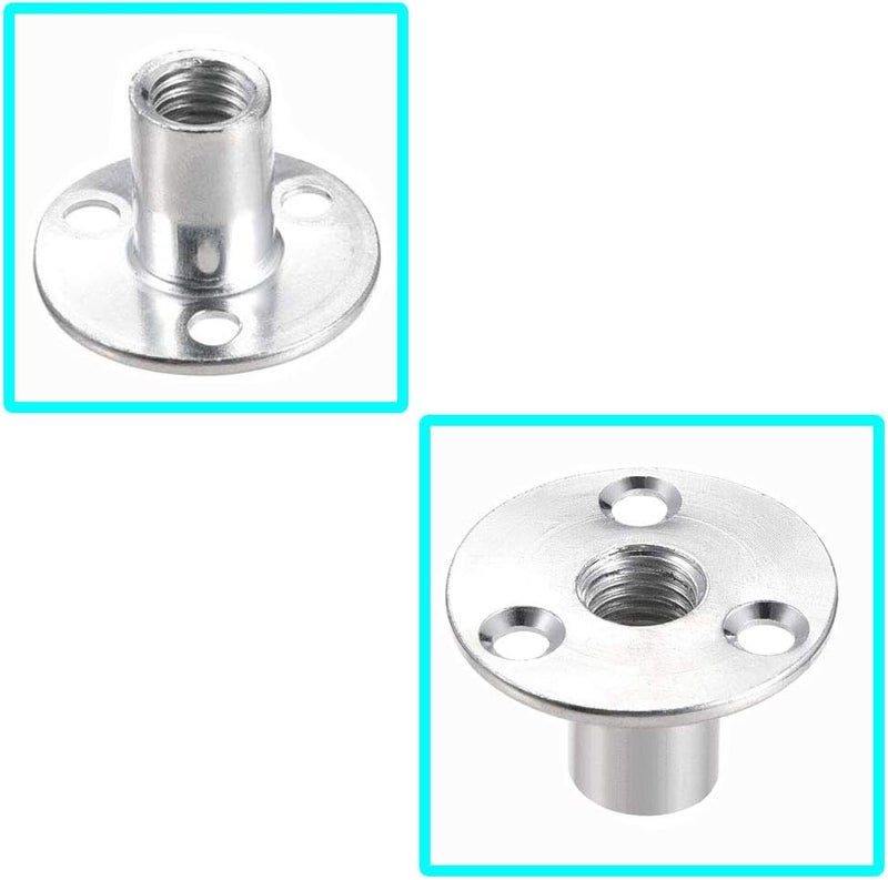 Socell M12 Brad Hole Tee Nut Carbon Steel Round Base Screw-in T-Nuts Furniture Hardware Flange Insert Female Thread T-Nut M12x40x2.5mm（5pcs） - Image 3