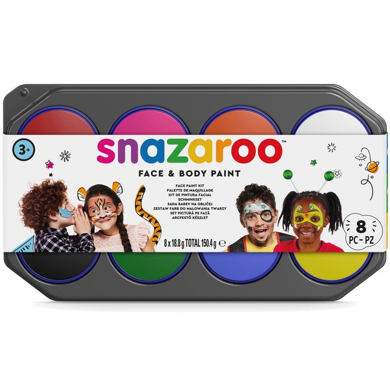 Snazaroo Face Paint Palette Kit, 8 x18.8g (0.6 Fl Oz), 8 Colours, Face Paint for Kids & Adults - Image 2