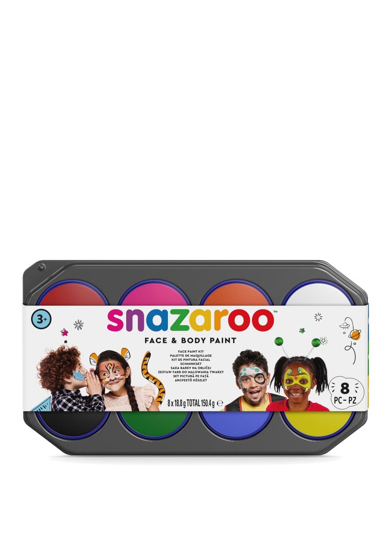 Snazaroo - Snazaroo Face Paint Palette Kit, 8 x18.8g (0.6 Fl Oz), 8 Colours, Face Paint for Kids & Adults - Image 1