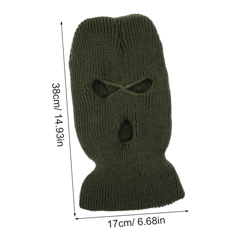Dark Green Knitted Balaclava Ski Mask For Women Multi Functional Outdoor Cycling - Image 3