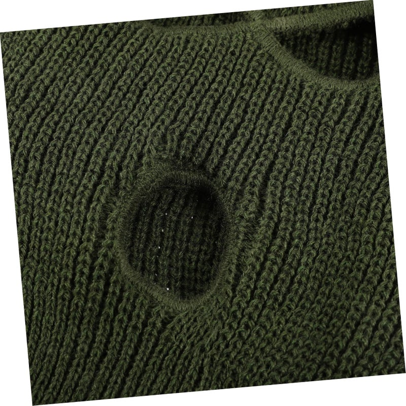 Dark Green Knitted Balaclava Ski Mask For Women Multi Functional Outdoor Cycling - Image 4
