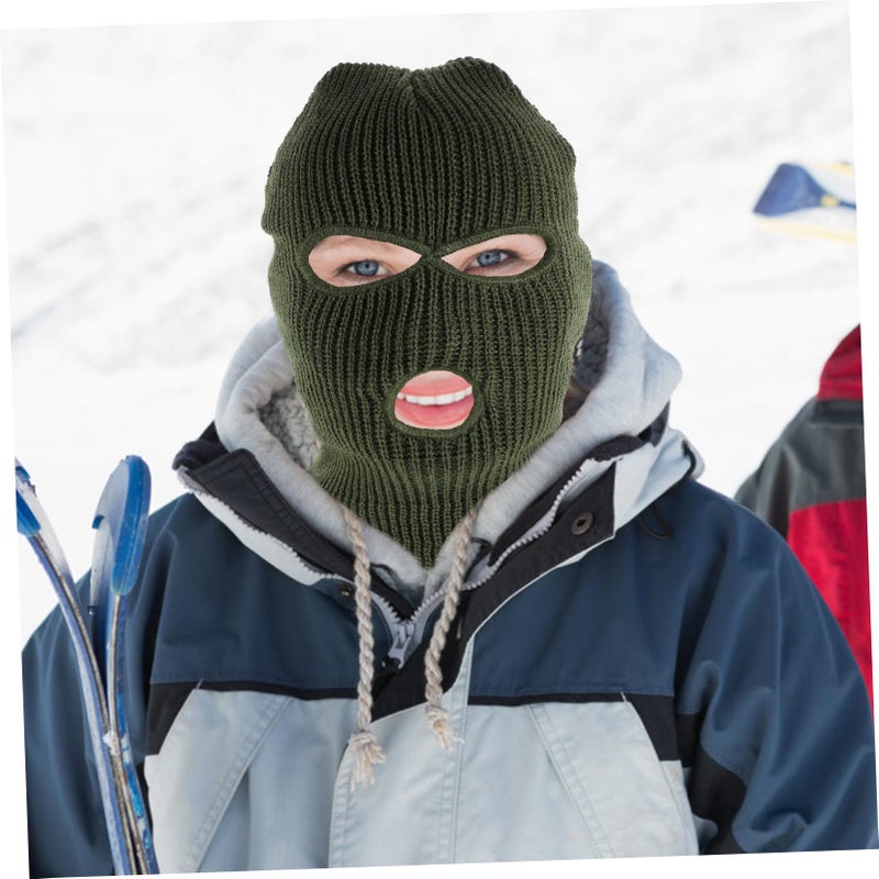 Dark Green Knitted Balaclava Ski Mask For Women Multi Functional Outdoor Cycling - Image 5