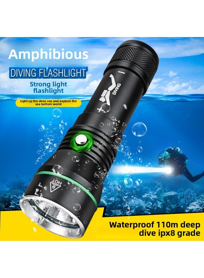 Waterproof Diving Flashlight Strong Light Charging Outdoor Super Bright Underwater Special Submarine Light Catch Fish Catch Sea Lamp-Colour:S3 Flashlight + Hand Strap + White Box (batteries Not Included)  - Image 1