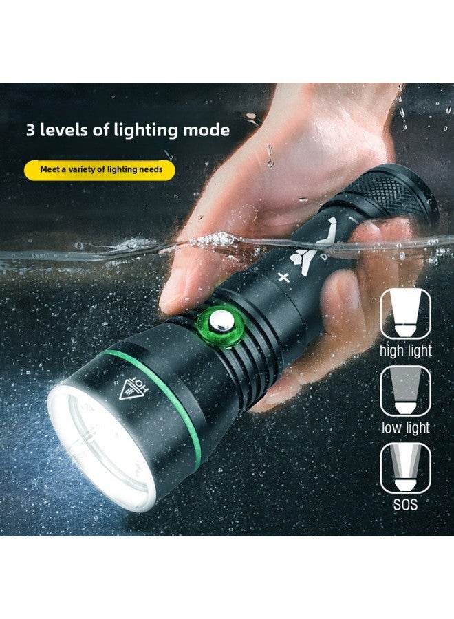 Waterproof Diving Flashlight Strong Light Charging Outdoor Super Bright Underwater Special Submarine Light Catch Fish Catch Sea Lamp-Colour:S3 Flashlight + Hand Strap + White Box (batteries Not Included)  - Image 2