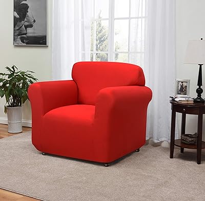 Madison Madison Stretch Jersey Red Chair Slipcover, Solid  - Image 1