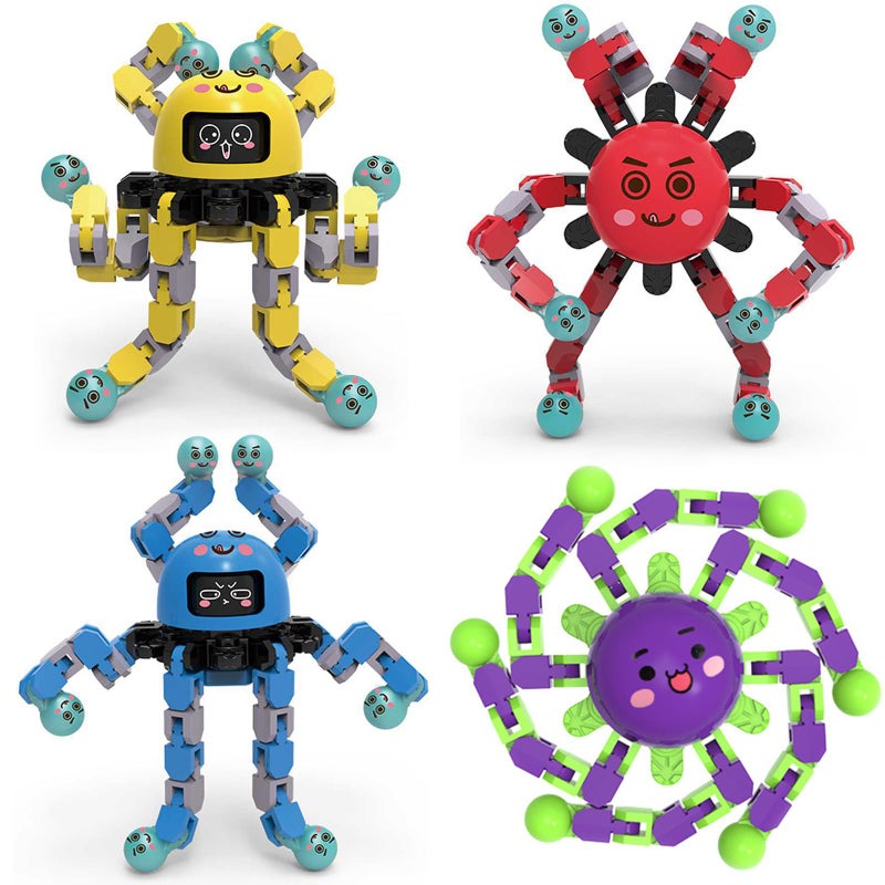 Vipctery Easter Basket Stuffers Gifts for Boys Girls Toddlers 4Pcs Transformable Fidget Spinners for Kids Sensory Fidget Toys Teens Quiet Airplane Road Trip Travel Activities Essential Autism ADHD B - Image 3
