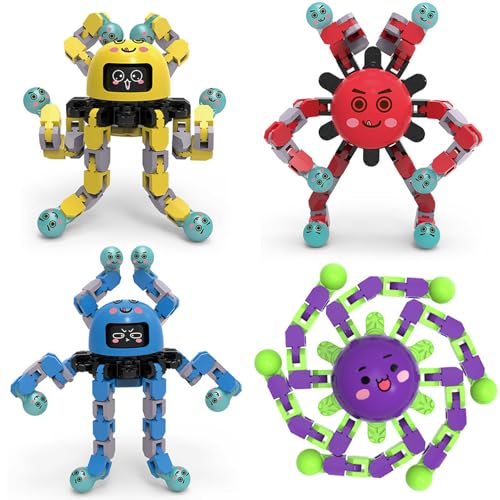 Vipctery Easter Basket Stuffers Gifts for Boys Girls Toddlers 4Pcs Transformable Fidget Spinners for Kids Sensory Fidget Toys Teens Quiet Airplane Road Trip Travel Activities Essential Autism ADHD B - Image 1