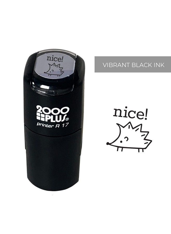 SBlabels Nice! Hedgehog Stamp 2000 Plus Self Inking Teacher Stamp Black Imprint Stamper School Worksheet Stamp - Image 3