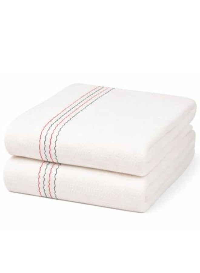 م اكس م مناشف كبيرة لتنظيف أطباق المطبخ، عبوتان، أبيض 50x70 سم، 450 جرام في المتر المربع، منشفة شاي، مناشف متعددة الأغراض قابلة لإعادة الاستخدام (عبوتان، كبيرة) - Image 1