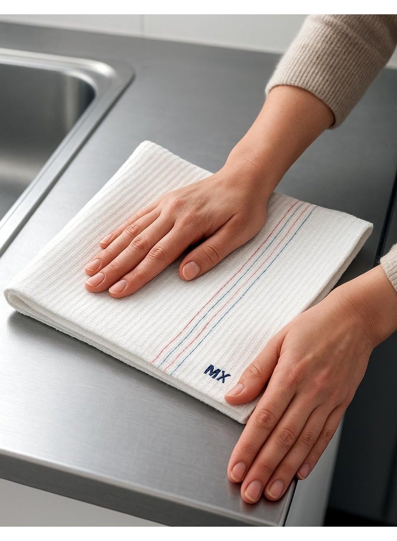 م اكس م مناشف كبيرة لتنظيف أطباق المطبخ، عبوتان، أبيض 50x70 سم، 450 جرام في المتر المربع، منشفة شاي، مناشف متعددة الأغراض قابلة لإعادة الاستخدام (عبوتان، كبيرة) - Image 4