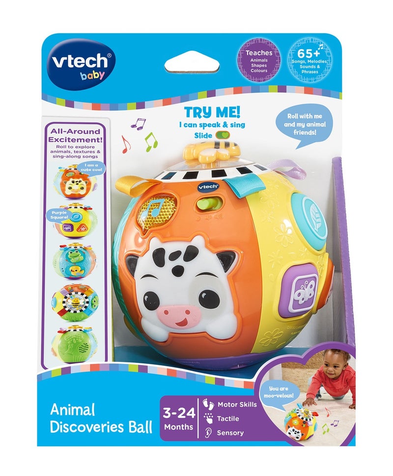 VTech Animal Discoveries Ball – Interactive Learning Toy for Babies | Light-Up Musical Activity Ball with Sounds, Textures & Shapes | Develops Motor Skills, Colors & Animal Recognition - Image 3