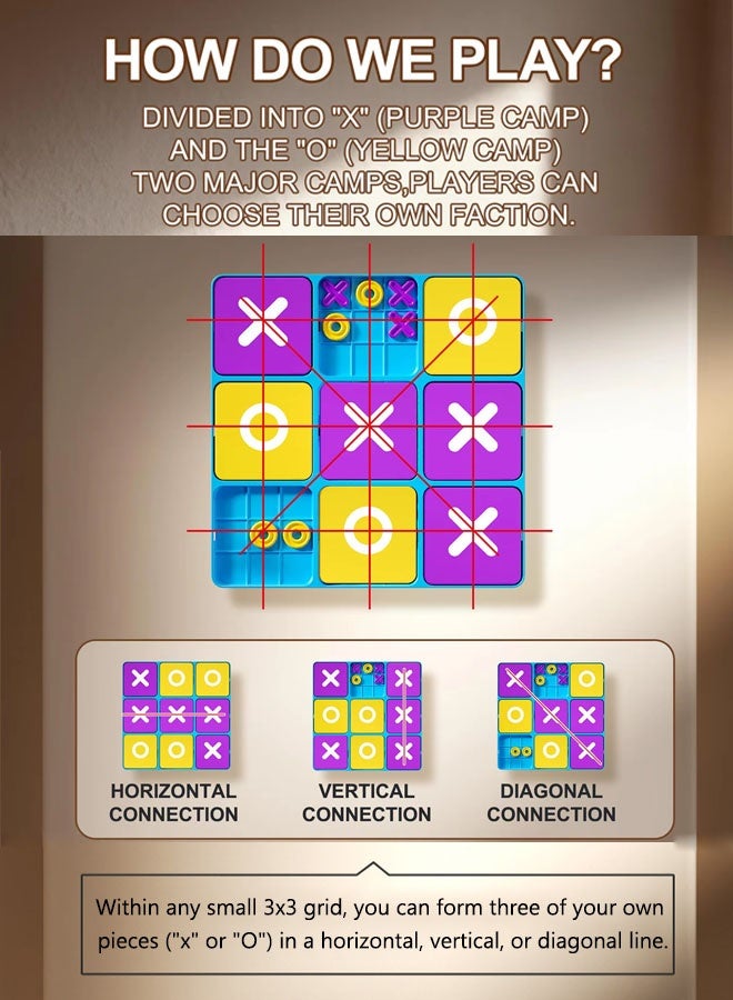 Early Education Toy,X O Game,Desktop Game Training Logical Thinking Children's Educational Nine-Grid Tic Tac Toe Board Game,Interactive Family Board Game Suitable for Adults and Kids big Size 22CM - Image 4