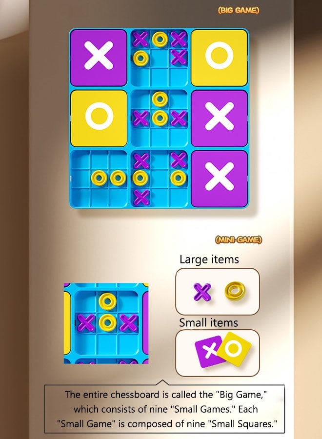 Early Education Toy,X O Game,Desktop Game Training Logical Thinking Children's Educational Nine-Grid Tic Tac Toe Board Game,Interactive Family Board Game Suitable for Adults and Kids big Size 22CM - Image 3