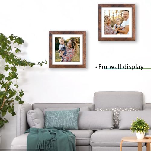 NDUFOA 10x10 Picture Frame, Display Photos 8x8 with Mat or 10x10 without Mat, Poster Frame for Wall and Tabletop, Brown - Image 4