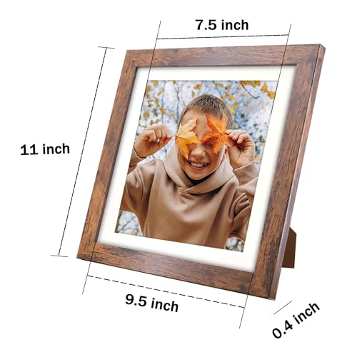 NDUFOA 10x10 Picture Frame, Display Photos 8x8 with Mat or 10x10 without Mat, Poster Frame for Wall and Tabletop, Brown - Image 5