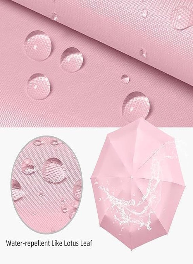 Pamidhar Compact Travel Umbrella with Protective Case | Small and Lightweight Mini Folding Umbrella | Windproof, UV Protection & Ergonomic Anti-Slip Handle (Light Pink) - Image 3