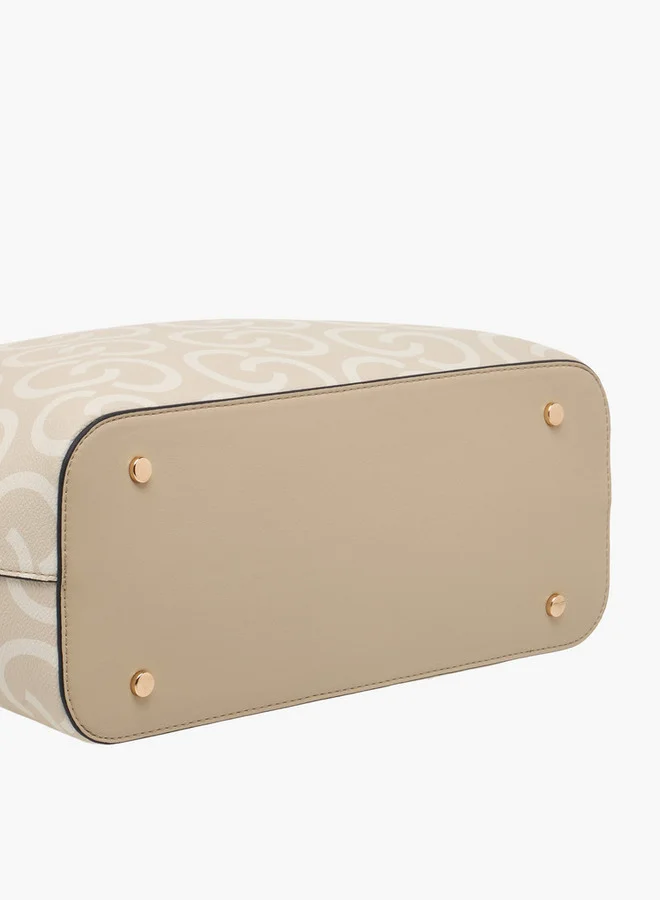 Celeste Women's Monogram Print Tote Bag with Double Handles and Zip Closure