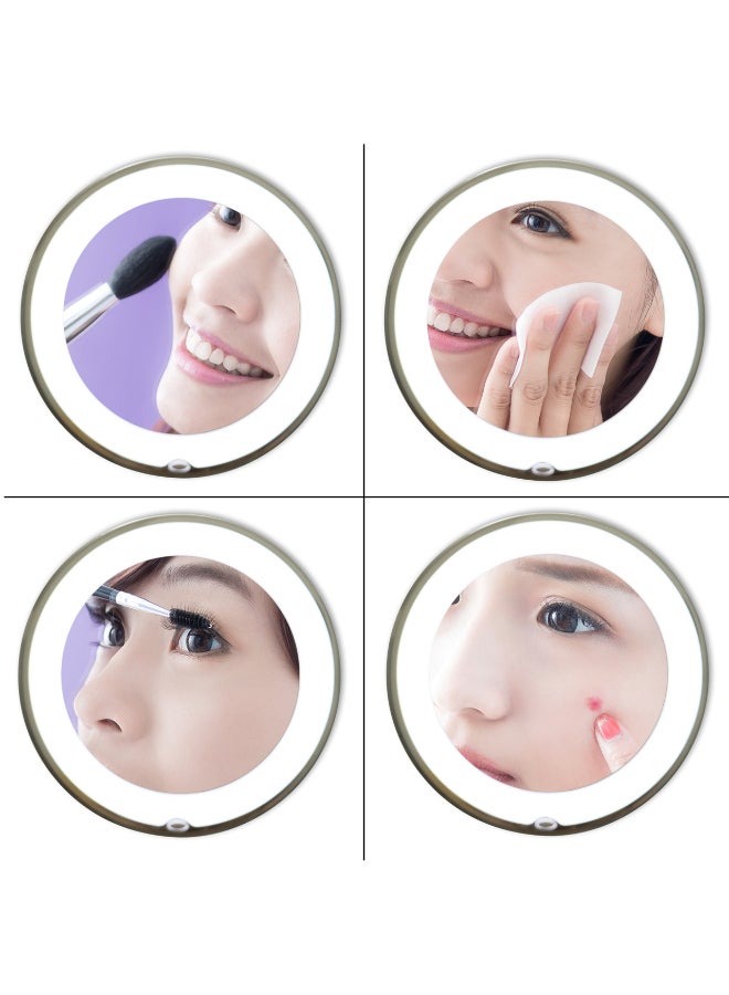 JiBen Upgraded Flexible Gooseneck LED Lighted 10X Magnifying Makeup Mirror with 3 Colors Dimming Lights Locking Suction Cup and 360 Swivel Portable Cordless Travel and Home Bathroom Vanity Mirror - Image 4