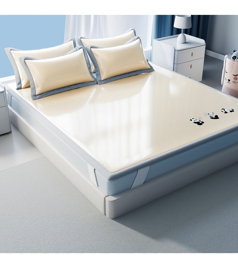 3 Piece Green Panda Ice Mat Set With Pillowcase Foldable Cool Summer Pad - Image 3