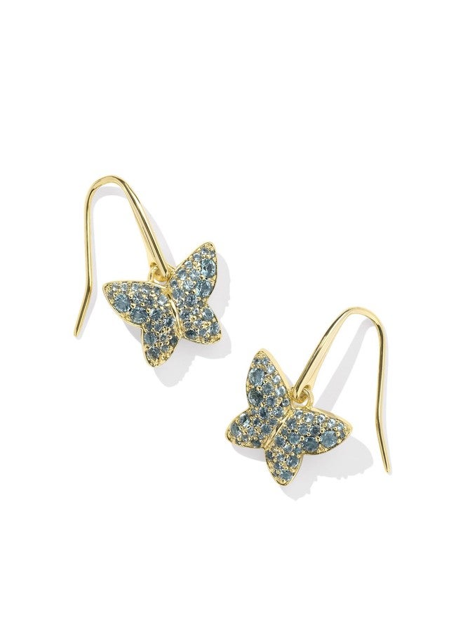 كيندرا سكوت أقراط ليليا المتدلية المطلية بالذهب عيار 14 قيراطًا من كيندرا سكوت، مرصعة بكريستال أزرق مخضر، مجوهرات أنيقة للنساء - Image 1