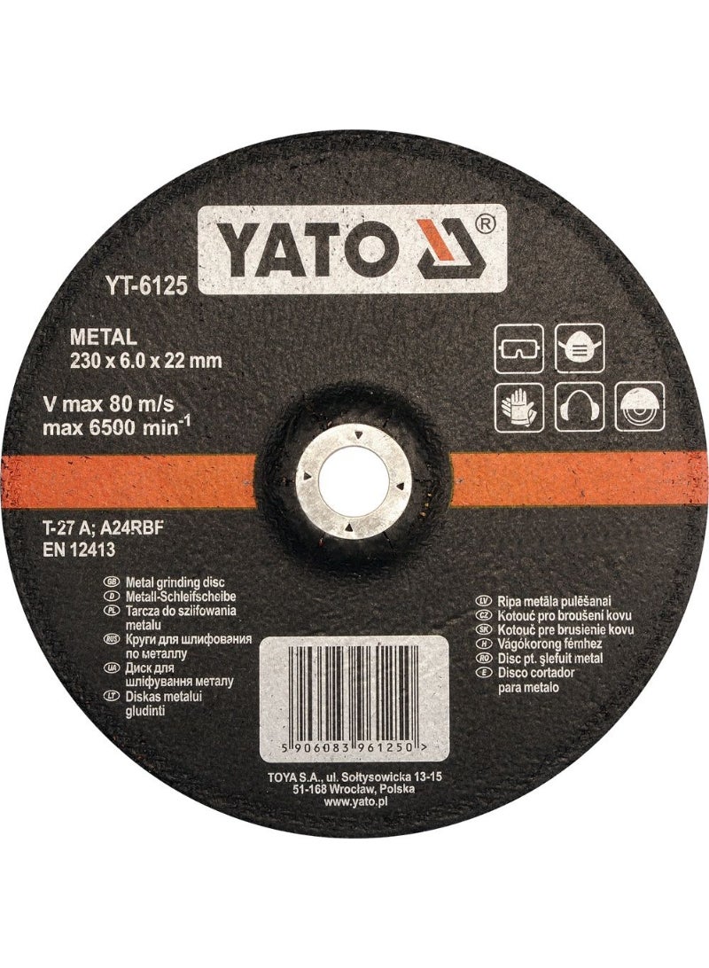 YATO Metal Grinding Disc 230x6.0x22mm YT-6125