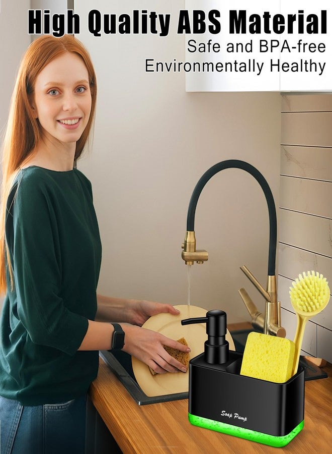 Eavida Refillable Liquid Soap Dispenser for Kitchen & Bathroom Use with Sponge Holder - Multi-Scene for Dish Soap, Hand Soap, Lotion, Body Wash (Black) - Image 2