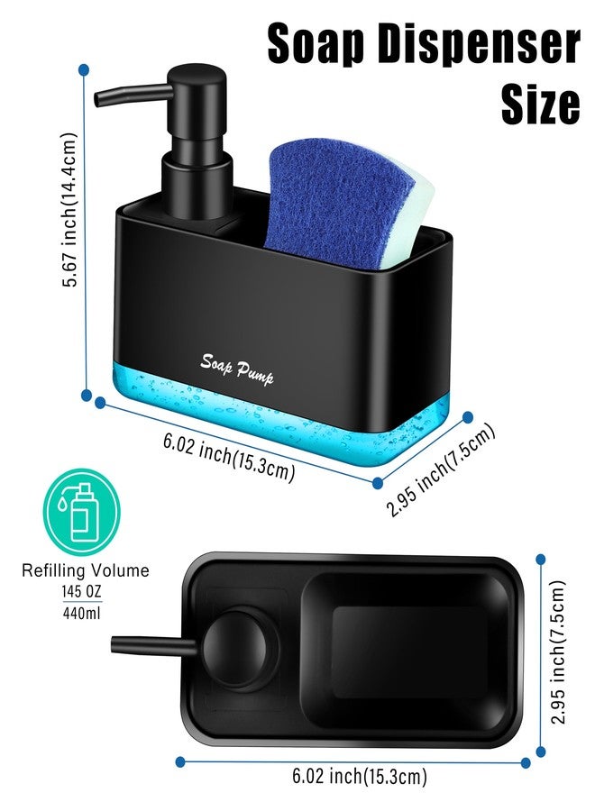 Eavida Refillable Liquid Soap Dispenser for Kitchen & Bathroom Use with Sponge Holder - Multi-Scene for Dish Soap, Hand Soap, Lotion, Body Wash (Black) - Image 4