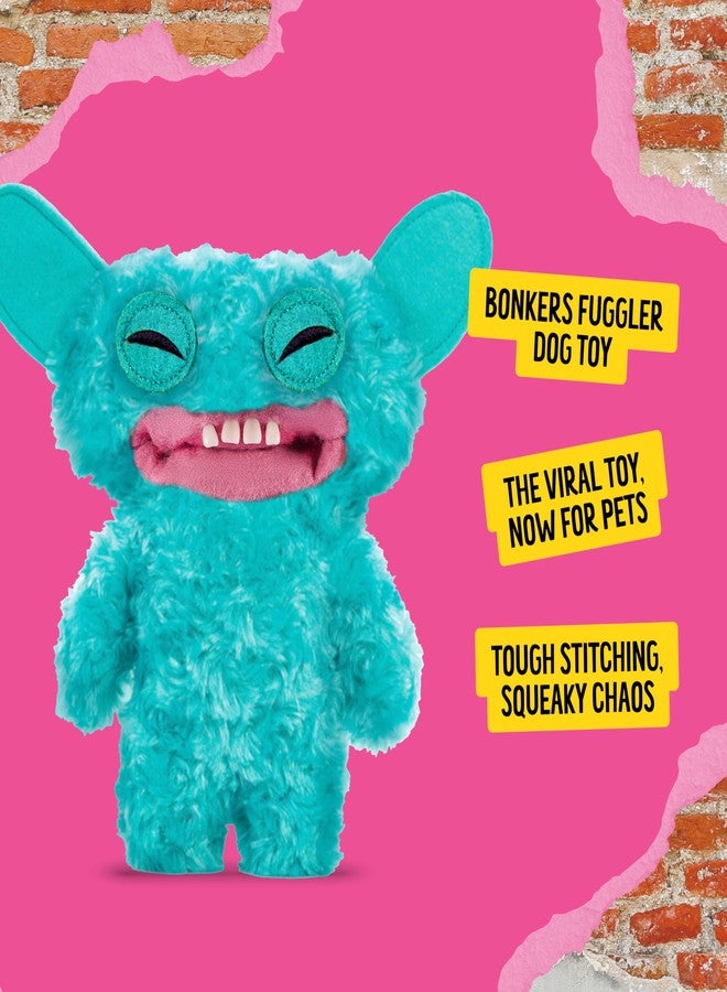 Bonkers Fuggler Grin Grin Squeaky & Plush Dog Toy for Playtime, Blue, 8 inches - Image 3