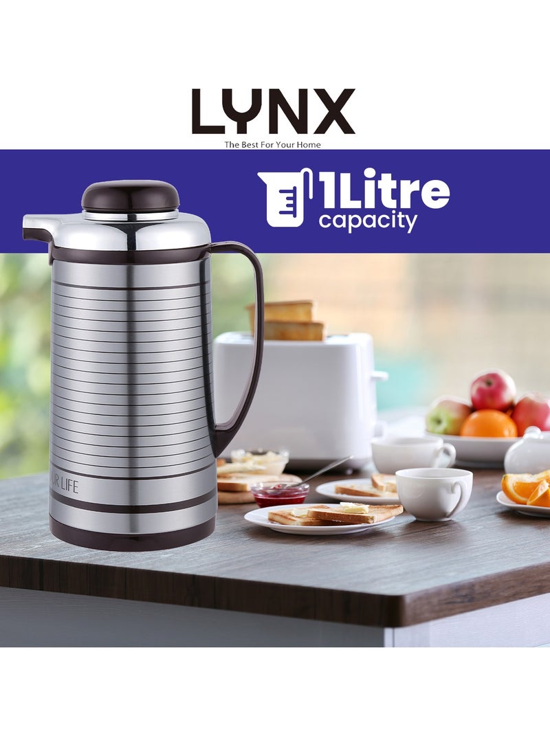 lynx LYNX Vacuum Flask – 1L Stainless Steel Thermal Jug, Long Heat & Cold Retention, High-Quality Durable Material, Premium Design, Easy to Use & Clean, Comfortable Handle & Pouring Spout – LY-1101  - Image 2
