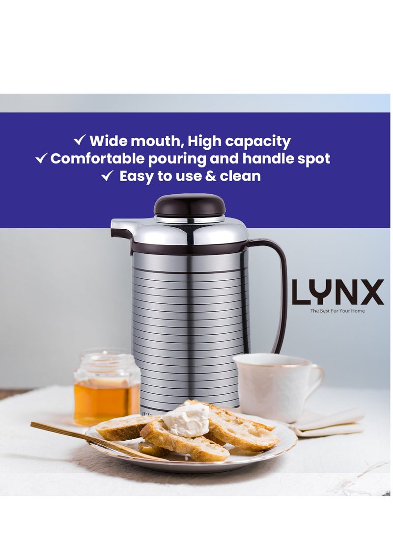 lynx LYNX Vacuum Flask – 1L Stainless Steel Thermal Jug, Long Heat & Cold Retention, High-Quality Durable Material, Premium Design, Easy to Use & Clean, Comfortable Handle & Pouring Spout – LY-1101  - Image 5