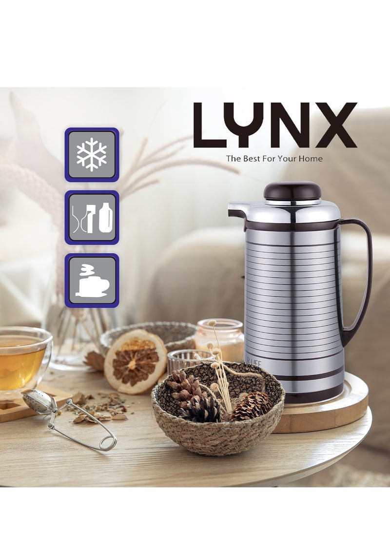lynx LYNX Vacuum Flask – 1L Stainless Steel Thermal Jug, Long Heat & Cold Retention, High-Quality Durable Material, Premium Design, Easy to Use & Clean, Comfortable Handle & Pouring Spout – LY-1101  - Image 4